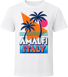 Amalfi Italy Retro 80s Beach Palm Tree Vacation T Shirt