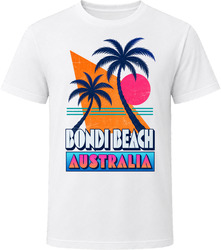 Bondi Beach Australia Vintage 80s Beach Sunset Souvenir T Shirt