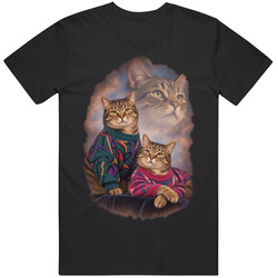 Retro Tabby Cat Portrait Montage Funny Olan Mills Parody T Shirt