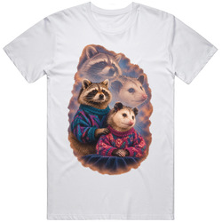 Vintage Retro Raccoon and Opossum Portrait  Family Portrait Montage Funny Olan Mills Parody T Shirt