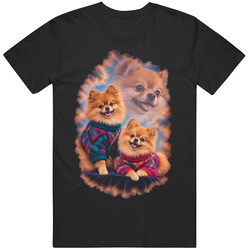 Vintage Retro Pomeranian   Family Portrait Montage Funny Olan Mills Parody T Shirt