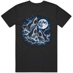 Funny  Shark Howl at the Moon Gag Gift T Shirt