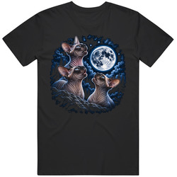 Funny Sphynx Cats Howling at Moon Gag Gift T Shirt