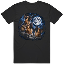Funny German Shepherds  Howling at the Moon Gag Gift T Shirt