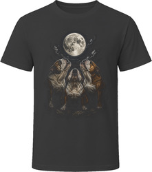 Bulldog Trio and Moonlight Night Dog Theme T Shirt