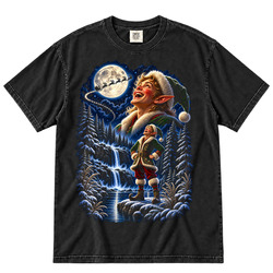 Funny Laughing Moonlit Christmas Elf Wonderland Gift Idea Fan T Shirt