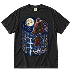 Funny Laughing Moonlit Christmas Krampus Wonderland Gift Idea Fan T Shirt