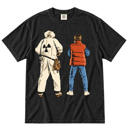 Classic 80s Back to the Future Doc Brown and Marty McFly Rearview Movie Fan T Shirt