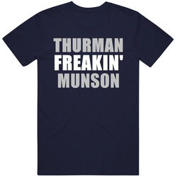 Thurman Munson New York Brooklyn Baseball Sports Freakin Vintage Classic Navy Blue T Shirt
