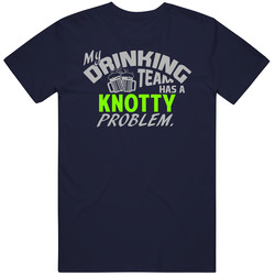 Drinking Team Has Knotty Problem Funny Sports Party Vintage Classic Navy Blue T Shirt