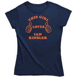 Ian Kinsler Detroit Michigan Baseball This Girl Loves Vintage Classic Navy Blue Ladies T Shirt