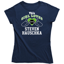 This Girl Loves Steven Hauschka Seattle Football Player Sports Fan Heart Vintage Classic Navy Blue Ladies T Shirt