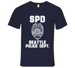 Seattle Police Department Dept Spd Officer Inspired Custom City Unisex Vintage Classic Navy Blue T Shirt