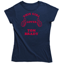 Tom Brady This Girl Loves Football Sports New England Vintage Classic Navy Blue Ladies T Shirt