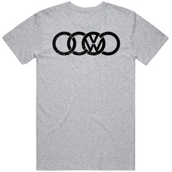 Audi Volkswagen Mashup Automobile Car Parts Cool Distressed Style Brand Logo Emblem White Font T Shirt Audi Volkswagen Mashup Automobile Car Parts Cool Distressed Style Brand Logo Emblem White Font T Shirt