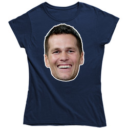 Tom Brady Face Head Cut Out Vintage Classic Navy Blue Ladies T Shirt Tom Brady Face Head Cut Out Vintage Classic Navy Blue Ladies T Shirt