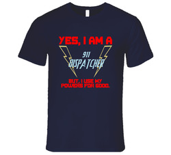 Yes I Am A 911 Dispatcher Funny Powers Vintage Classic Navy Blue T Shirt