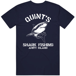 Jaws Quints Shark Fishing Amity Island Brody Vintage Classic Navy Blue T Shirt Jaws Quints Shark Fishing Amity Island Brody Vintage Classic Navy Blue T Shirt