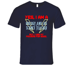 Yes I Am A Biology And Life Science Teacher Funny Powers Vintage Classic Navy Blue T Shirt