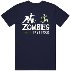 Zombies Hate Fast Food Vintage Classic Navy Blue T Shirt Zombies Hate Fast Food Vintage Classic Navy Blue T Shirt