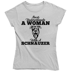 Never Underestimate A Woman With A Schnauzer Dog Ladies T Shirt Never Underestimate A Woman With A Schnauzer Dog Ladies T Shirt