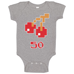 Pacman Cherry Retro Video Game Distressed Baby One Piece