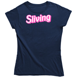 Sliving Slaying And Living Paris Hilton Word Funny Vintage Classic Navy Blue Ladies T Shirt Sliving Slaying And Living Paris Hilton Word Funny Vintage Classic Navy Blue Ladies T Shirt