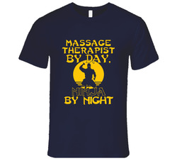 Massage Therapist By Day Ninja By Night Funny Vintage Classic Navy Blue T Shirt