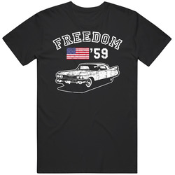 1959 Cadillac Deville Freedom Car Fan Worn Look unisex Vintage Classic Black T Shirt 1959 Cadillac Deville Freedom Car Fan Worn Look unisex Vintage Classic Black T Shirt