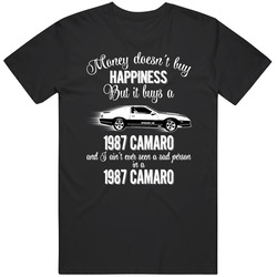 1987 Chevrolet Camara Iroc-z Money Cant Buy Happiness But It Buys Car Enthusiast unisex Vintage Classic Black T Shirt 1987 Chevrolet Camara Iroc-z Money Cant Buy Happiness But It Buys Car Enthusiast unisex Vintage Classic Black T Shirt
