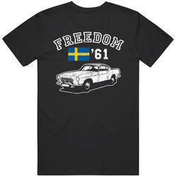 1961 Volvo P1800 Freedom Car Fan Worn Look unisex Vintage Classic Black T Shirt 1961 Volvo P1800 Freedom Car Fan Worn Look unisex Vintage Classic Black T Shirt