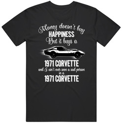 1971 Chevrolet Corvette Zr2 Stingray Convertible Money Cant Buy Happiness But It Buys Car Enthusiast unisex Vintage Classic Black T Shirt 1971 Chevrolet Corvette Zr2 Stingray Convertible Money Cant Buy Happiness But It Buys Car Enthusiast unisex Vintage Classic Black T Shirt
