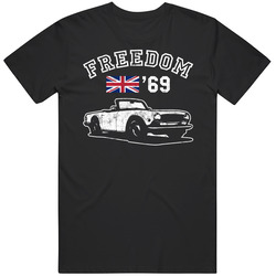 1969 Triumph Tr6 Freedom Car Fan Worn Look unisex Vintage Classic Black T Shirt 1969 Triumph Tr6 Freedom Car Fan Worn Look unisex Vintage Classic Black T Shirt