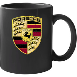 Porsche Automobile Car Truck Motorcycle Parts Cool Distressed Style Brand Logo Emblem unisex Vintage Classic Black Mug Porsche Automobile Car Truck Motorcycle Parts Cool Distressed Style Brand Logo Emblem unisex Vintage Classic Black Mug