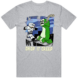 Minecraft Drop It Creeper Game Pc Vintage unisex Sports Grey Classic T Shirt Minecraft Drop It Creeper Game Pc Vintage unisex Sports Grey Classic T Shirt