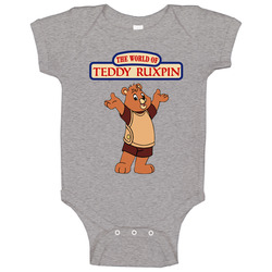 The World Of Teddy Ruxpin Popular 80s Childrens Teddy Bear Baseball Raglan Vintage unisex Sports Grey Classic Baby One Piece The World Of Teddy Ruxpin Popular 80s Childrens Teddy Bear Baseball Raglan Vintage unisex Sports Grey Classic Baby One Piece