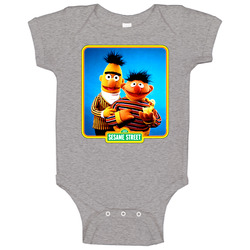 Ernie And Bert Old School Vintage unisex Sports Grey Classic Baby One Piece Ernie And Bert Old School Vintage unisex Sports Grey Classic Baby One Piece
