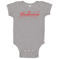 Budweiser American Beer Logo Label Drinking Raglan Vintage unisex Sports Grey Classic Baby One Piece