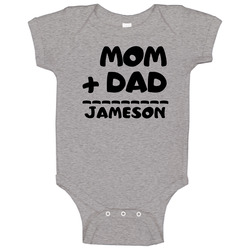 Mom Plus Dad Equals Jameson Vintage unisex Sports Grey Classic Baby One Piece Mom Plus Dad Equals Jameson Vintage unisex Sports Grey Classic Baby One Piece