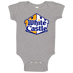 White Castle Fast Food Logo Vintage unisex Sports Grey Classic Baby One Piece White Castle Fast Food Logo Vintage unisex Sports Grey Classic Baby One Piece