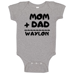 Mom Plus Dad Equals Waylon Vintage unisex Sports Grey Classic Baby One Piece Mom Plus Dad Equals Waylon Vintage unisex Sports Grey Classic Baby One Piece