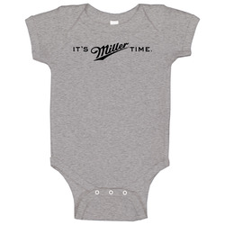 It's Miller Time Genuine Draft Mgd American Beer Logo Drinking Raglan Vintage unisex Sports Grey Classic Baby One Piece