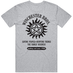Supernatural Winchester Bros. Vintage unisex Sports Grey Classic T Shirt Supernatural Winchester Bros. Vintage unisex Sports Grey Classic T Shirt