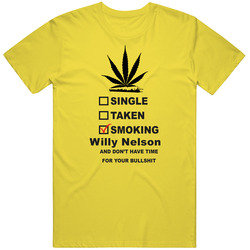 Single Taken Smoking Willy Nelson Funny Retro Vintage Daisy Yellow Cotton T Shirt