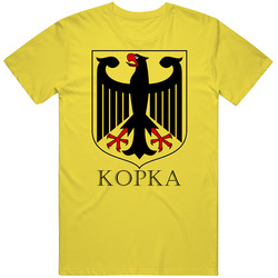 Kopka German Last Name Custom Surname Germany Coat Of Arms Retro Vintage Daisy Yellow Cotton T Shirt