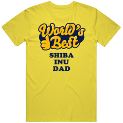 World's Best Shiba Inu Dad Dog Retro Vintage Daisy Yellow Cotton T Shirt