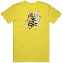 Mega Beedrill Pokemon Retro Vintage Daisy Yellow Cotton T Shirt Mega Beedrill Pokemon Retro Vintage Daisy Yellow Cotton T Shirt