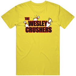 The Wesley Crushers Bowling Retro Vintage Daisy Yellow Cotton T Shirt The Wesley Crushers Bowling Retro Vintage Daisy Yellow Cotton T Shirt