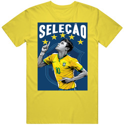 Selecao Neymar Tee Retro Vintage Daisy Yellow Cotton T Shirt Selecao Neymar Tee Retro Vintage Daisy Yellow Cotton T Shirt