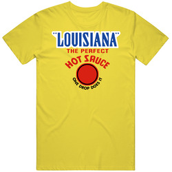 Louisiana Hot Sauce Retro Vintage Daisy Yellow Cotton T Shirt Louisiana Hot Sauce Retro Vintage Daisy Yellow Cotton T Shirt